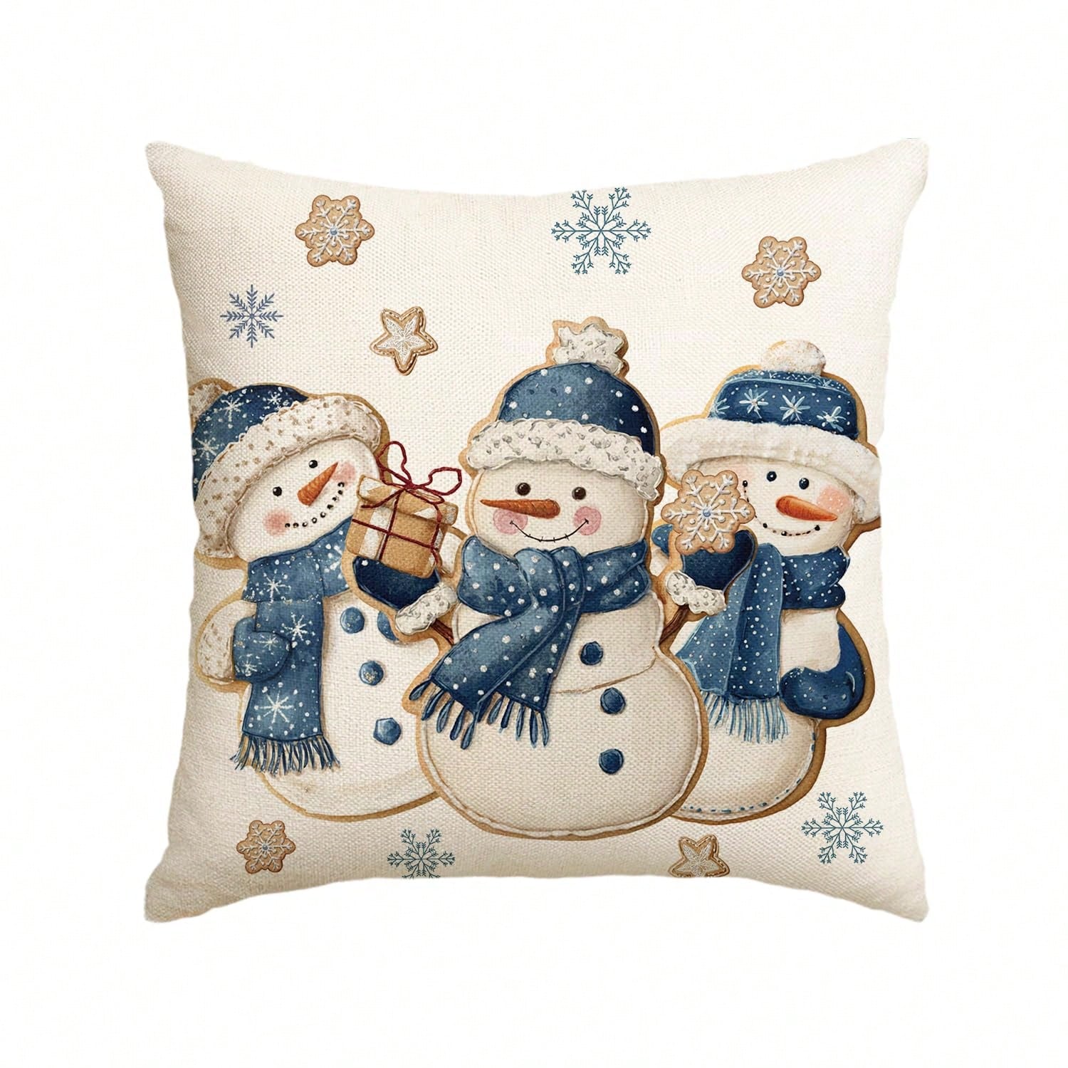 Pillow Insert 18X18 - 겨울 테마 눈사람, 눈꽃, 쿠키, 별,