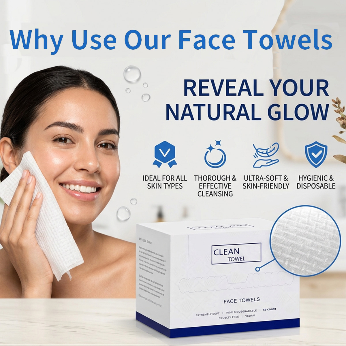Home Textiles Face Towel - 50개입/박스 일회용 세안 타월 얼굴 클렌징