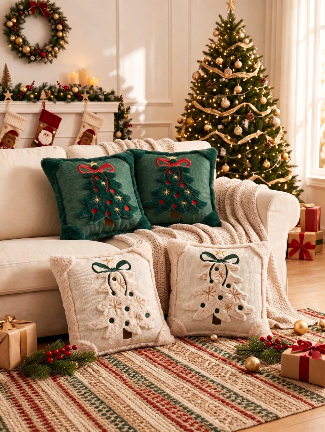 3D 자카드 소재의 크리스마스 트리 무늬 베개 커버 2 - Pillow Insert 18X18 리뷰 및 가격
