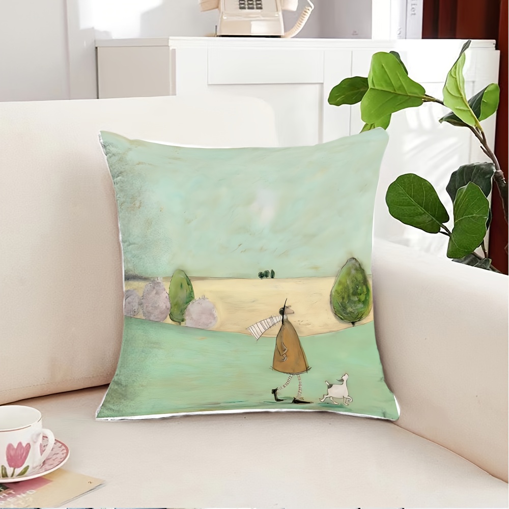 1개 패션 만화 프린트 베개 커버, 부드러운 짧은 플러 - Pillow Insert 18X18 리뷰 및 가격